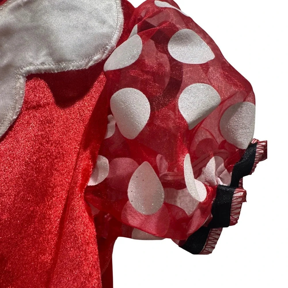 Disney Minnie Mouse Girls Dress Costume Red Polka‎ Dot Bow Halloween